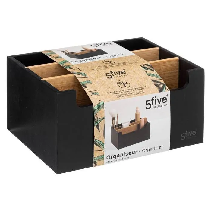 Organiseur - FIVE - Natureo - 5 compartiments - Noir - MDF-1