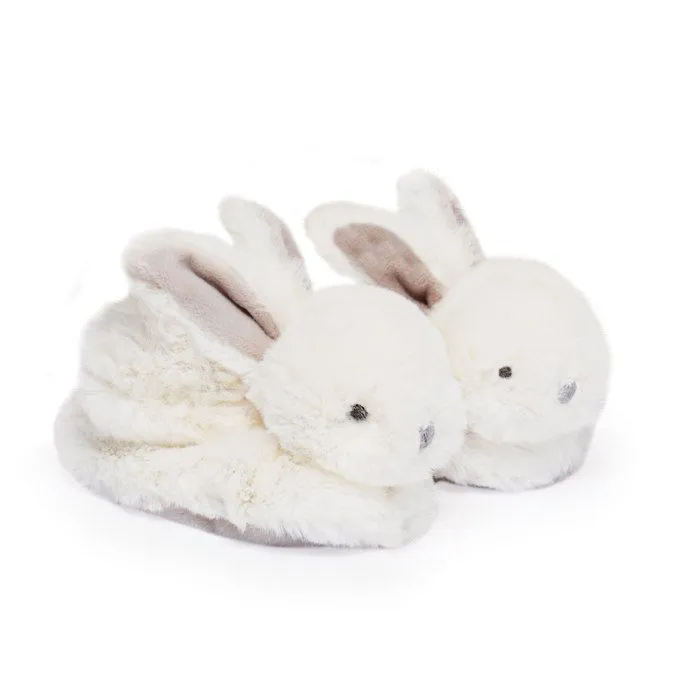 DOUDOU ET COMPAGNIE Lapin - Coffret chaussons avec hochet Taupe 0-6 mois-2