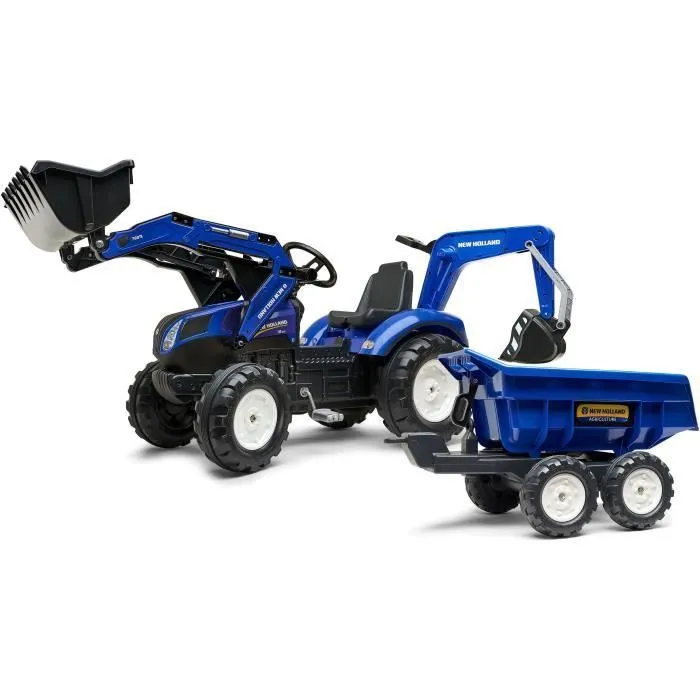 Tractopelle à pédales - FALK - New Holland - Dès 3 ans - 100% Fabriqué en France - 50% de plastique recyclé-0