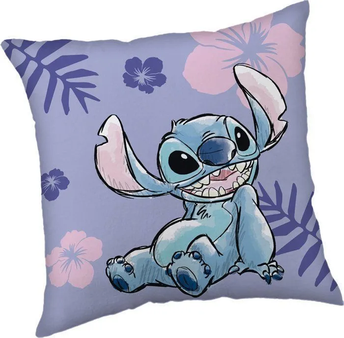 Coussin décoratif - Lilo & Stitch - Fleurs - 40 x 40 cm - Polyester - Violet-0