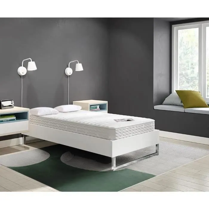 Matelas 90x190 cm mémoire de forme et ressorts ensachés - épaisseur 18cm- 8 zones de confort mousse mémoire adaptative-1