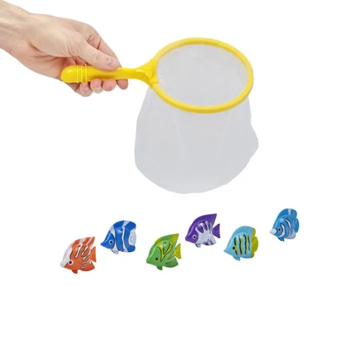 Jeu de Pêche pour Enfants avec Épuisette et 6 Poissons Colorés Idéal pour le Bain la Piscine ou les Jeux d'Eau en Extérieur-1