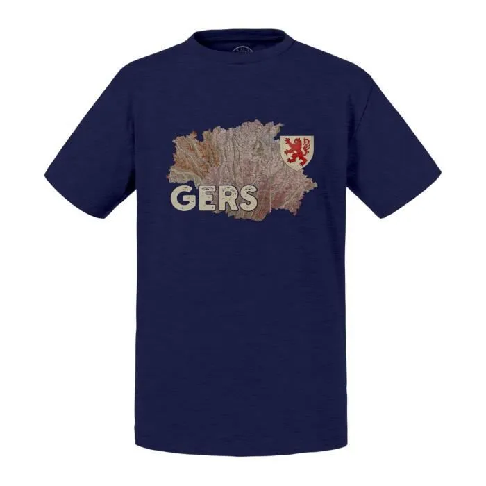 T-shirt Enfant Bleu Gers 32 Département Auch Carte Ancienne Occitanie-0