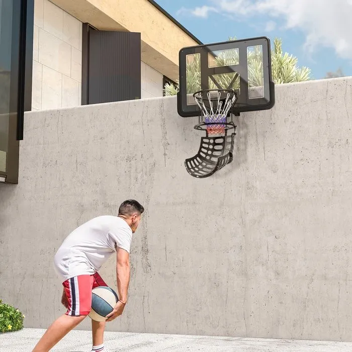 Retour de ballon de basket-ball - SPORTNOW - rotation à 360° - hauteur réglable - avec crochets détachables - noir-1