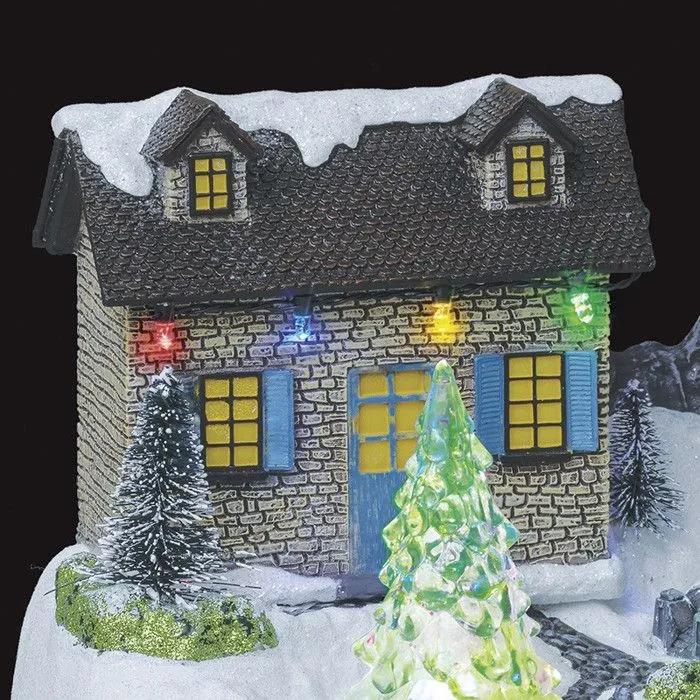 Village de noël moulin à vent animé, lumineux et musical-2