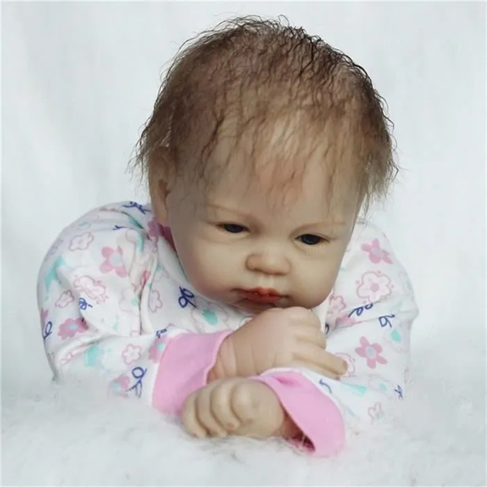 NEUFU Nouveau-né Poupée Réaliste Bébé Doll Reborn Silicone Girl Jouet Cadeau 55cm 22in-2
