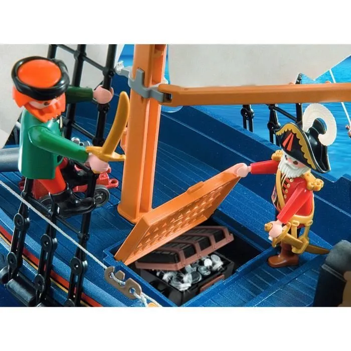 PLAYMOBIL 5810 Chaloupe des pirates, avec canon, Flotte dans l'eau, 3 personnages, 84 pièces, Les pirates, Dès 4 ans-3