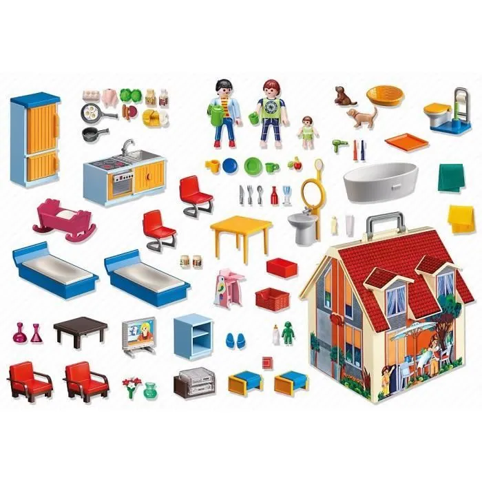 PLAYMOBIL - 5167 - La Maison Transportable Rouge-2