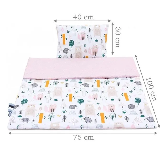 Bellochi Set de Couette Bebe 75x100 cm et Coussin Enfant 30x40 cm - Réversible et Lavable - Veluros - Nature-2