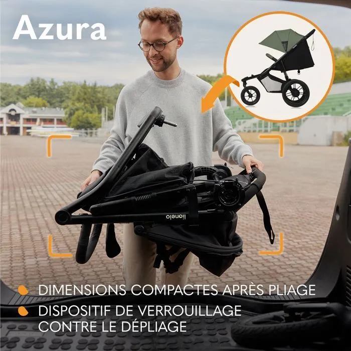Poussette tout terrain LIONELO Azura - Sportive - Jusqu'à 22kg - Frein double - Pompe inclus - Vert-0
