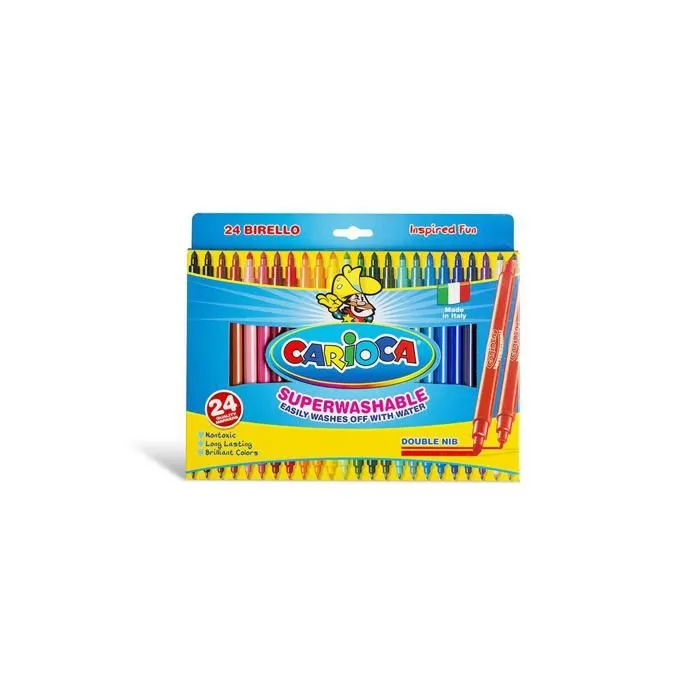 Feutre - Carioca - Birello - 24 feutres - Superwashable - 2 pointes 2,5mm et 5mm-0