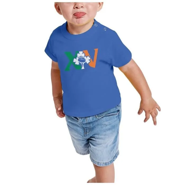 T-shirt Bébé Manche Courte Bleu XV Irlande Rugby Sport Ballon Equipe-1