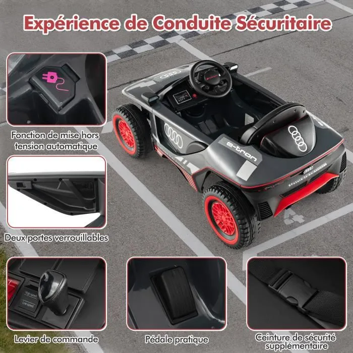COSTWAY 12V Audi Voiture Électrique Enfants - Télécommande 2,4G - LED & Musique & Histoire - 2 Moteur, 3-6,5 km/h, 3 +Ans-2