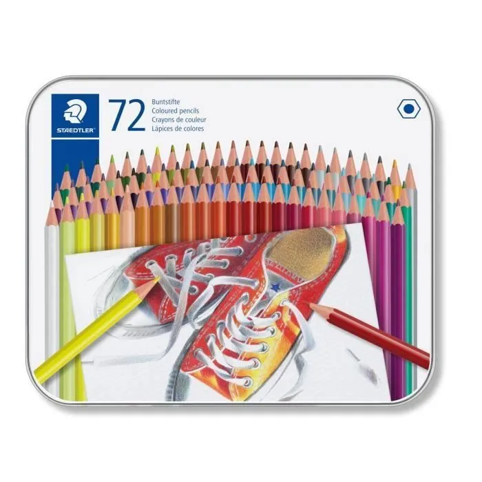 Crayons de couleur - Staedtler - Boîte de 72 - Multicolore - Plastique sans bois - Tête coupée-0