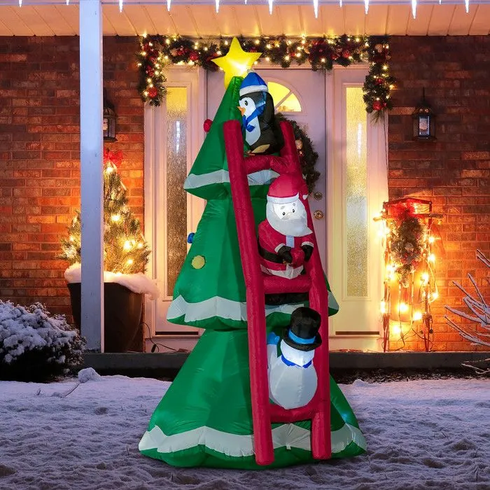 Outsunny - Sapin de Noël gonflable - tissu en polyester - 162x125x247cm - Vert-2