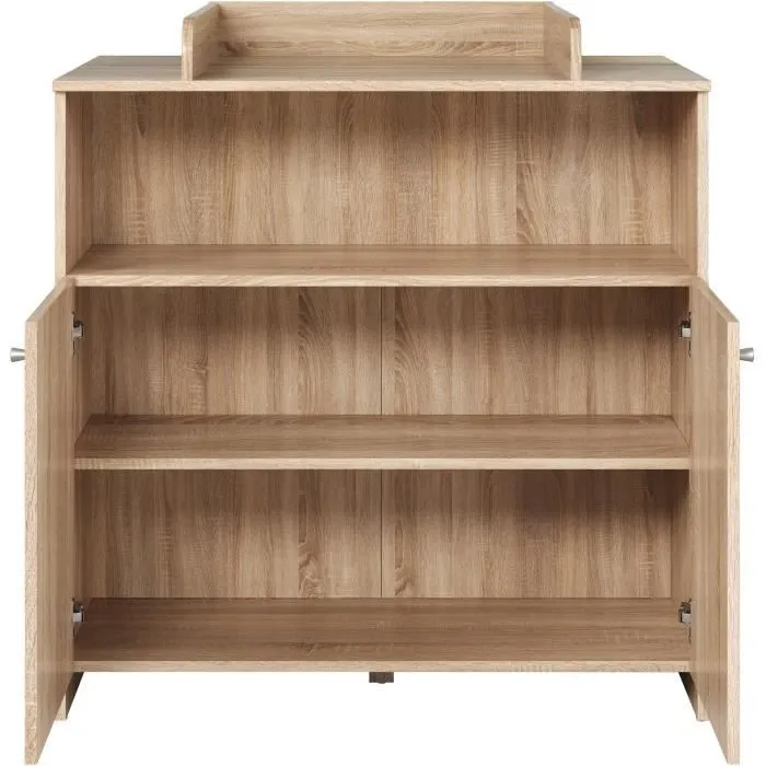 Chambre bébé trio NIKO - Lit 70x140 cm + Commode à langer 2 portes + Armoire 2 portes - Décor chêne naturel - TRENDTEAM-5