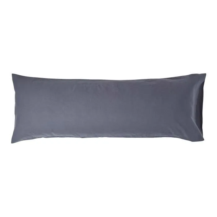 Taie de traversin - Lin lavé - Gris - 50 x 140 cm - Douceur - Facile d'entretien-0