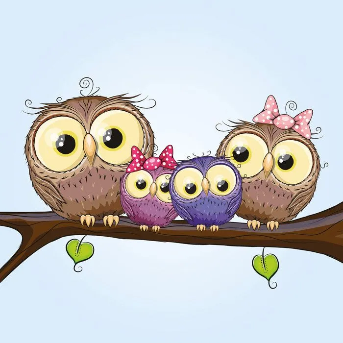 Poster / Affiche carrée Enfants - Hiboux 3617689720784 - 60x60 cm-1