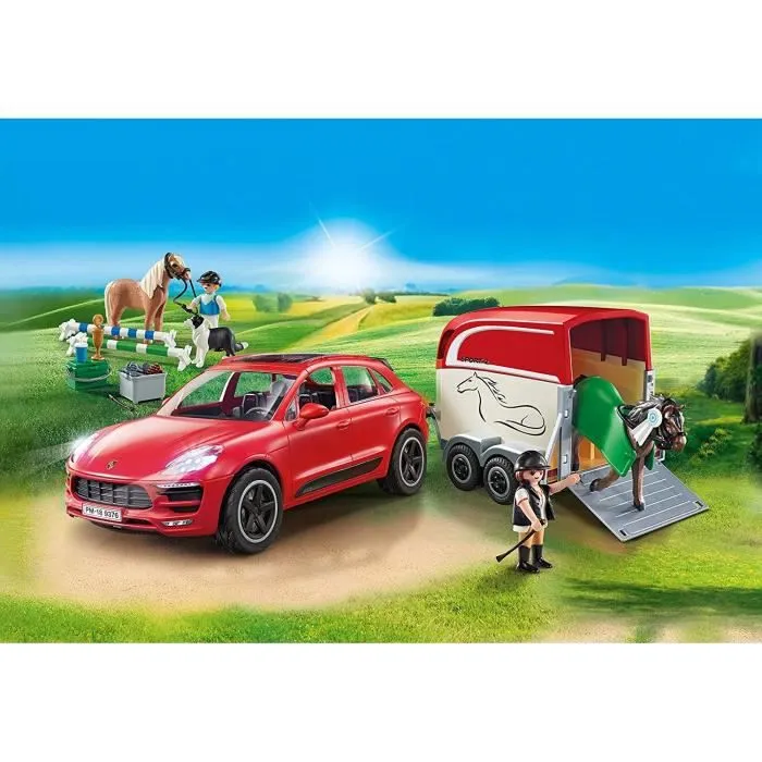 PLAYMOBIL - Porsche Macan GTS - Avec remorque pour cheval - 92 pièces - A partir de 4 ans-2
