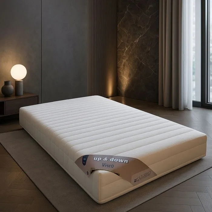 Matelas 70x190 Mémoire de Forme 60 Kg-m3 x 21 cm Très Ferme - Spécial Sommier Electrique - 5 Zones de Confort - Noyau Aertech+ 35 K-2