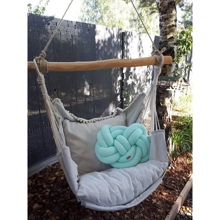 Coussin décoratif tressé - Menthe - 50x40 cm - Multicolore - Coton élastique-1
