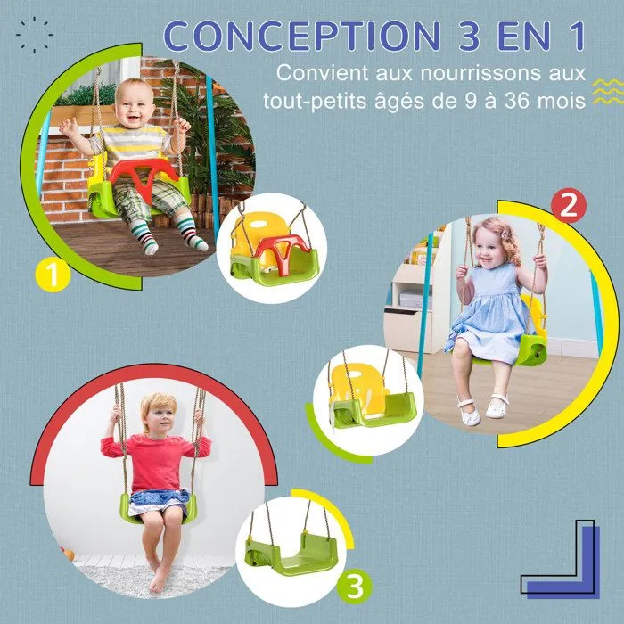 Outsunny - Balançoire pour Enfant - PP - 42x33x180cm - Vert-4