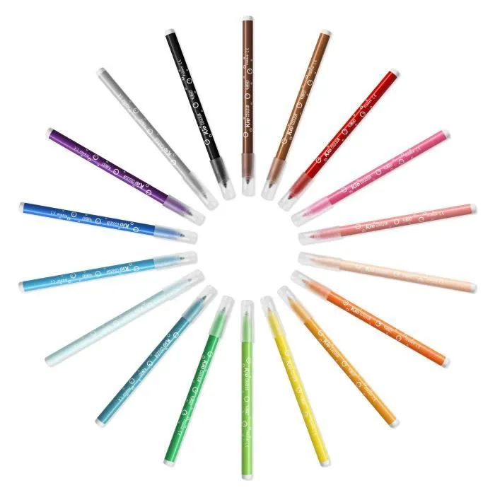BIC Kids Kid Couleur Feutres de Coloriage à Pointe Moyenne - Couleurs Assorties, Lot de 2 Etuis Carton de 18-3