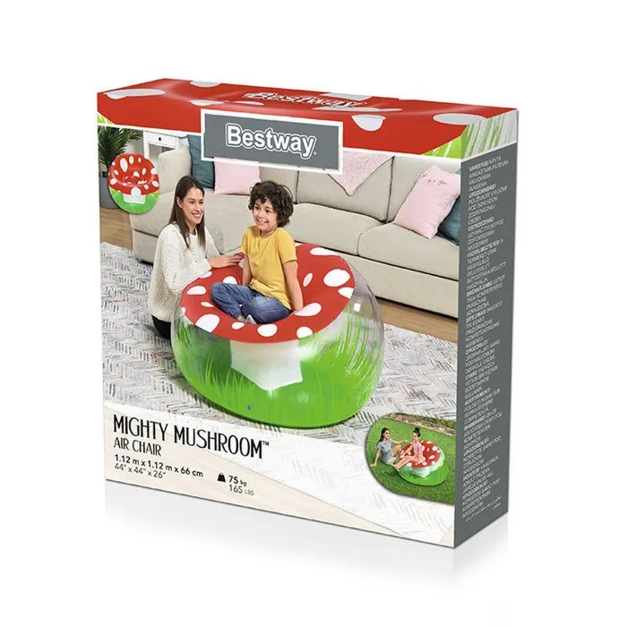 Bestway Fauteuil Gonflable Géant Champignon 112x112x66 cm +6 Ans Intérieur et Jardin 75123-1