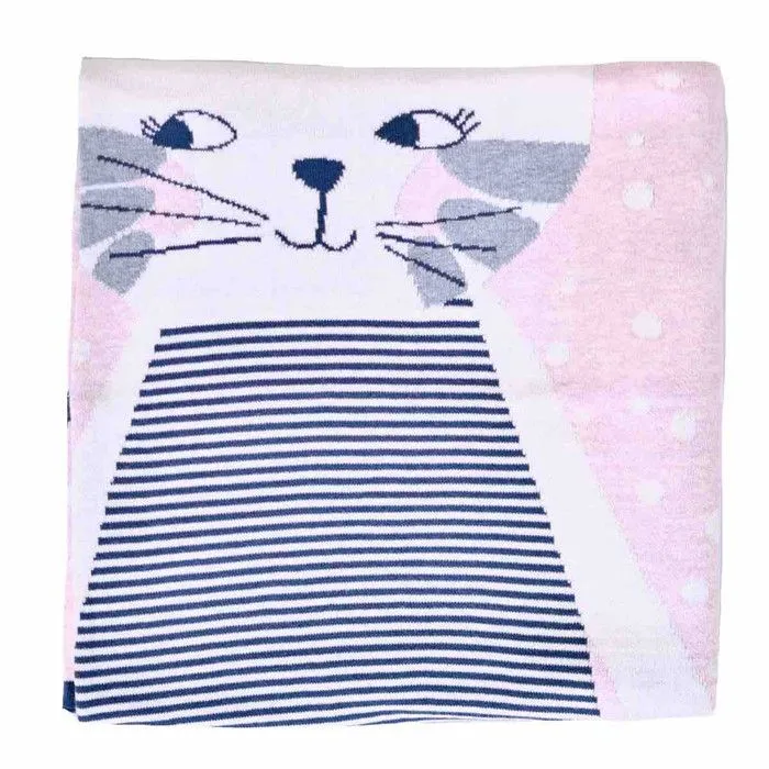Couverture en coton bio Gots Chaton 80 x 100 cm Rose-5