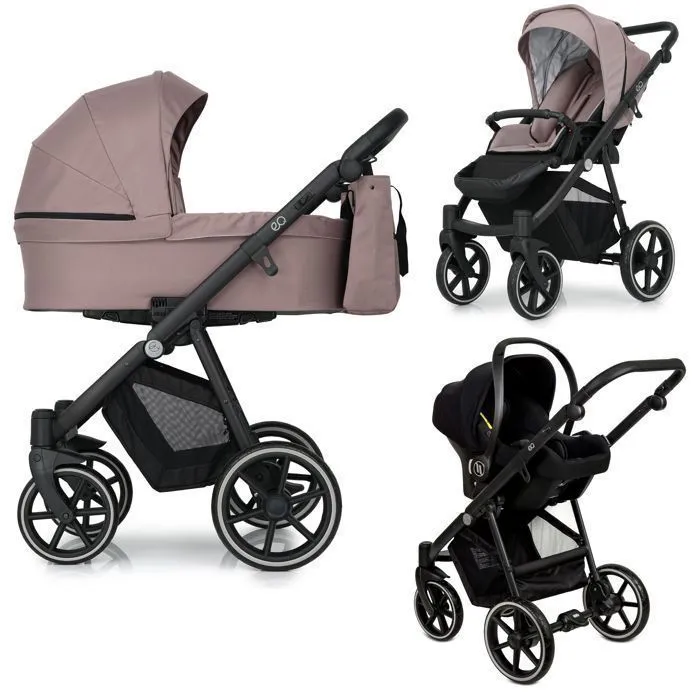 Bebeboutik EQ Trio Poussette urbaine 3en1 Landau poussette siege auto i Size Groupe 0 De 0 15Kg Rose