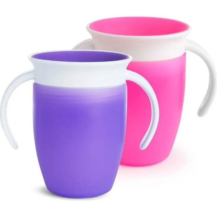 Munchkin Tasse d'apprentissage Miracle 360 rose/violet lot de 2-0