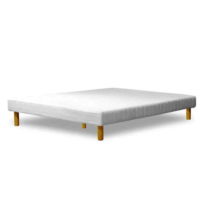 Sommier Confort 140x190 by Sampur | Résistant et Confortable - Cadre et Lattes Larges Bois - Pieds Inclus - Indépendance de Couchage-2