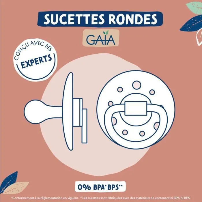 Sucettes-Dodie Gaïa Sucettes Rondes 0-6M x2 (Couleur : Beige)-1