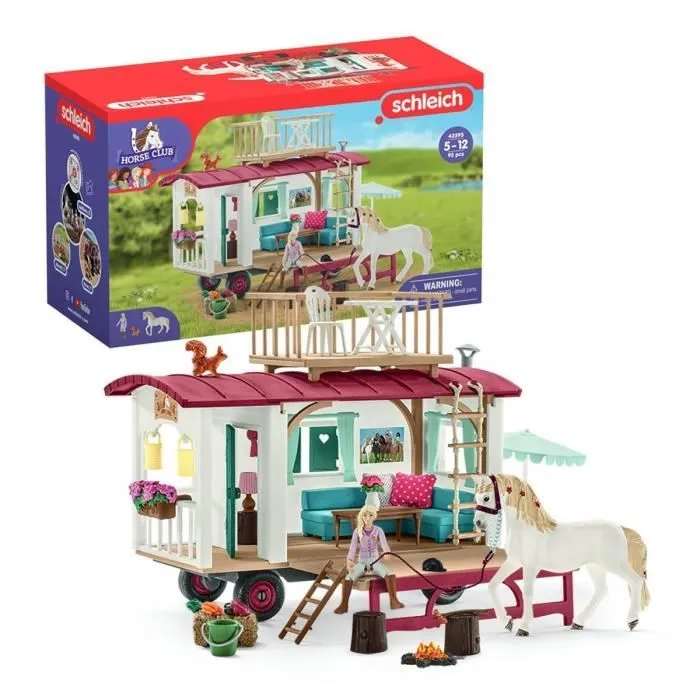 Caravane rencontres secrètes, coffret schleich avec 1 cheval schleich inclus, coffret figurines pour enfants de 5 ans - schleich-0