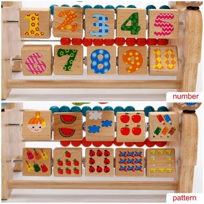 Centre d'activités en Bois Cube Bébé,Labyrinthe Perle Mathématiques Montessori Jeu Boulier Jouets éducatifs pour Enfants M373-1