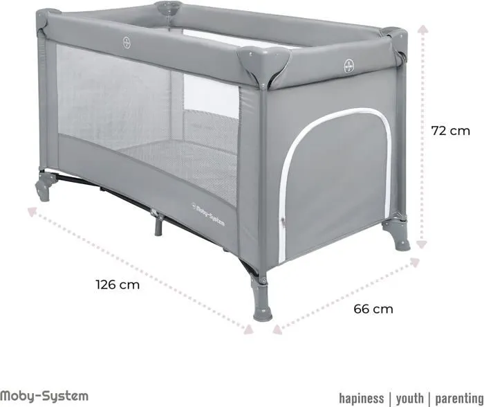 Moby-System Lit Bébé 2 en 1 Parc Bébé & Lit Parapluie Pliable| Charge Max 15 KG| Lit de Voyage avec Système Sécurité| Sac Transport-3