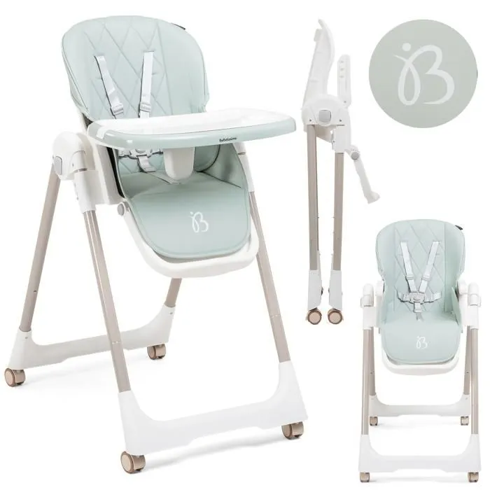 Bebelissimo - Chaise haute évolutive bébé - Pliable - Compacte - Réglable hauteur - De 6 mois à 3 ans (15kg) - vert-0