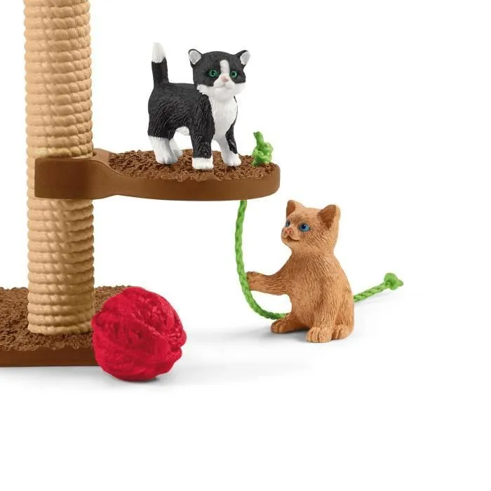 Coffret Aire de jeu pour chats adorables, figurines d'animaux avec chats, pour enfants dès 3 ans, Schleich 42501 Farm World-5