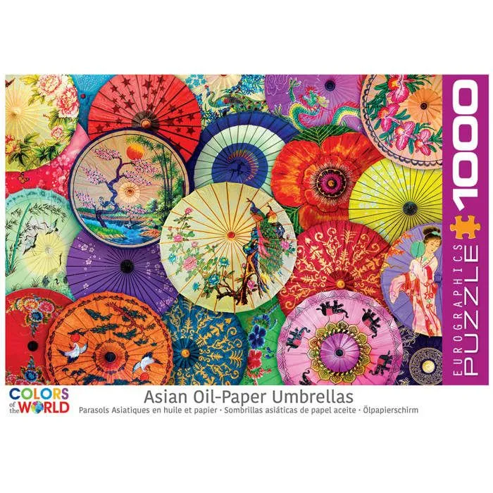 Puzzle 1000 pièces : Parasols traditionnels en huile et papier-0
