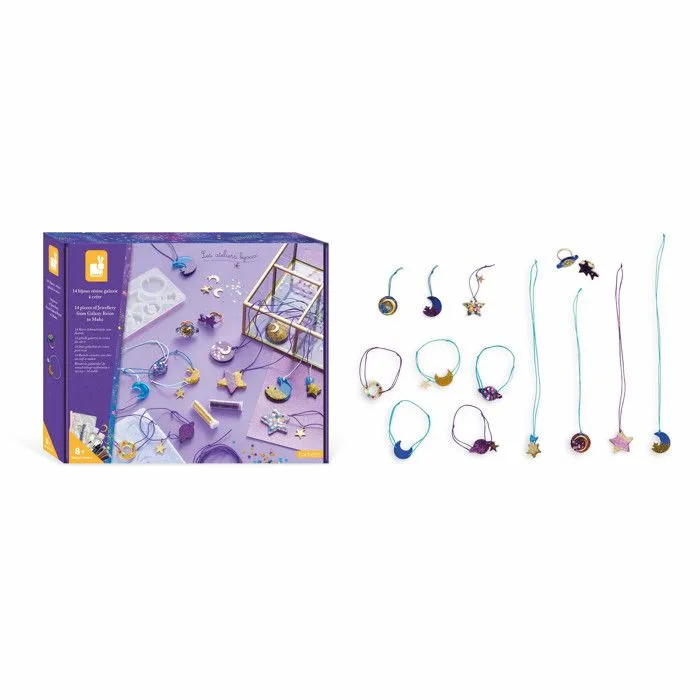 Kit Loisir Créatif Enfant JANOD - Les Ateliers Bijoux - 14 Bijoux Résine Galaxy À Créer-0
