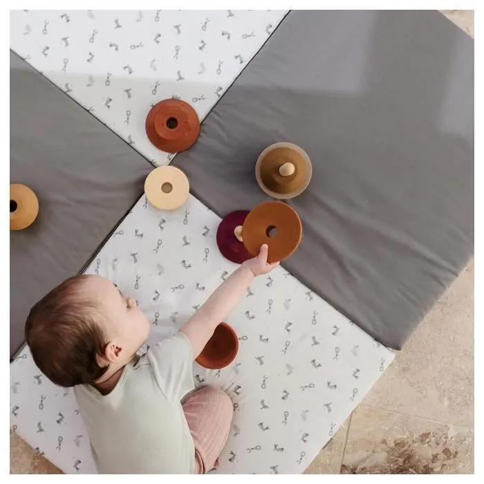 Candide - Tapis d'éveil et de motricité Malin - 120x120 cm - Lapins-2