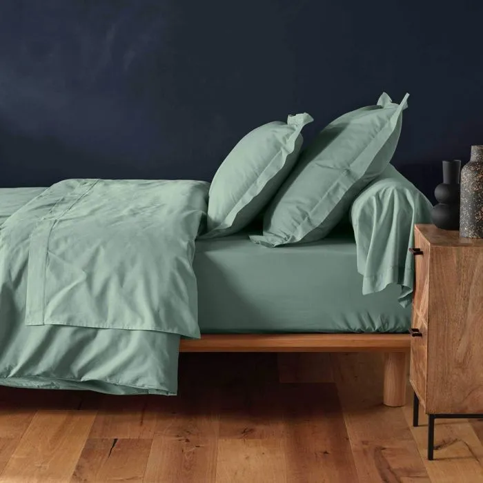 Drap housse 90x190 cm - Bonnet 30 cm - 100% coton - Sauge-2