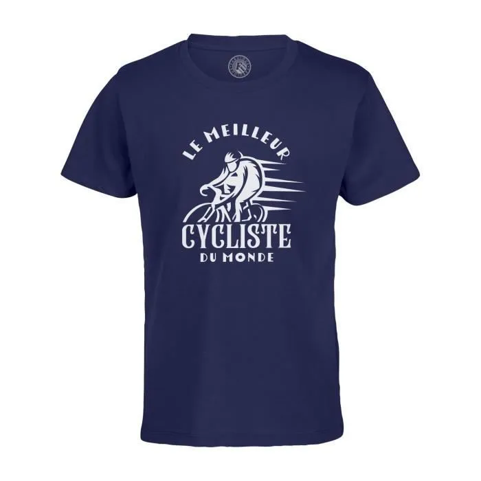 T-shirt Enfant Bleu Le Meilleur Cycliste du Monde VTT Route Cyclisme-0