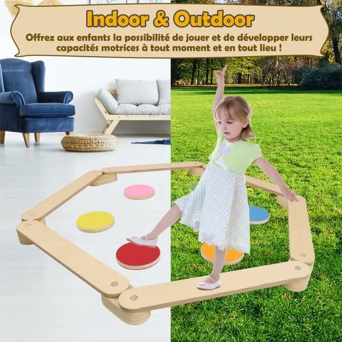 Poutre d'équilibre en bois pour enfants - LZQ - Balance Board - Jouet Montessori-3