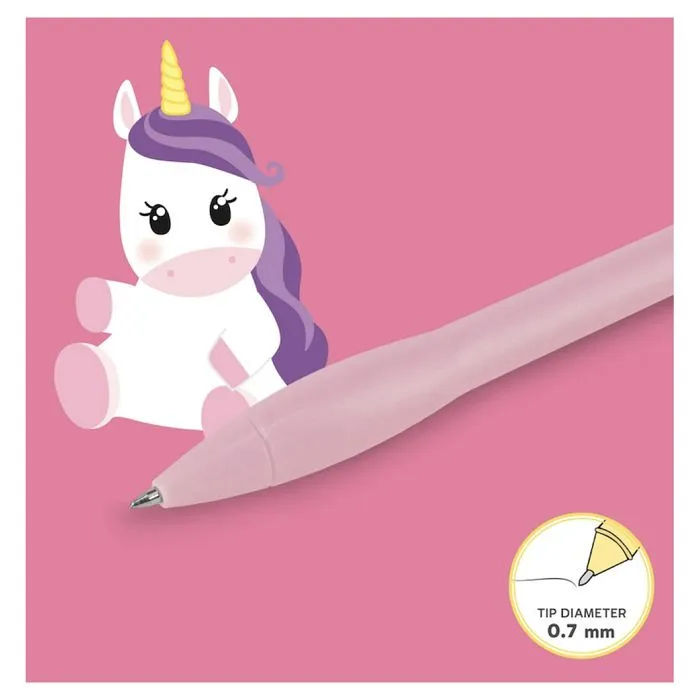 Stylo à bille lumineux - LEGAMI - Licorne - Encre bleue - Pointe 0,7 mm - Multicolore-1