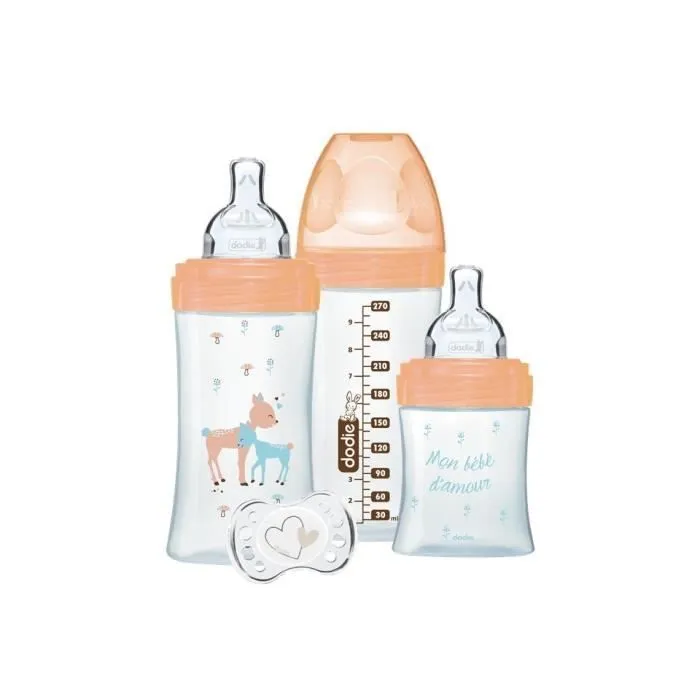 Coffret Biberon Verre Biche - Dodie - Triangle, Tétine Plate, Anti-Colique - 150ml et 270ml-0