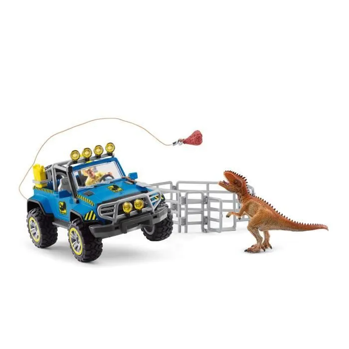 Coffret Voiture tout-terrain avec avant-poste Dino, jouet dinosaure pour enfants, dès 4 ans, Schleich 41464 DINOSAURS-0