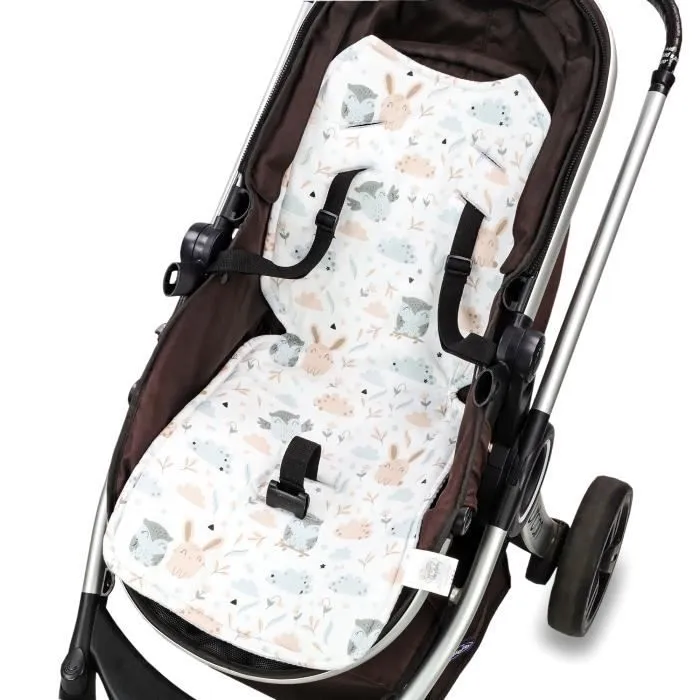 Coussin de siège coussin de poussette 75 x 35 cm - enfant universel respirant avec protection de ceinture Minky Hiboux-0