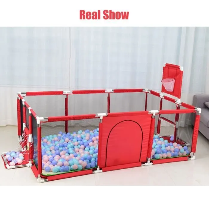 Parc bébé piscine sèche bébé clôture parc pour nouveau-né pour 0-6 ans enfants barrière de sécurité barrière de lit Rouge-0
