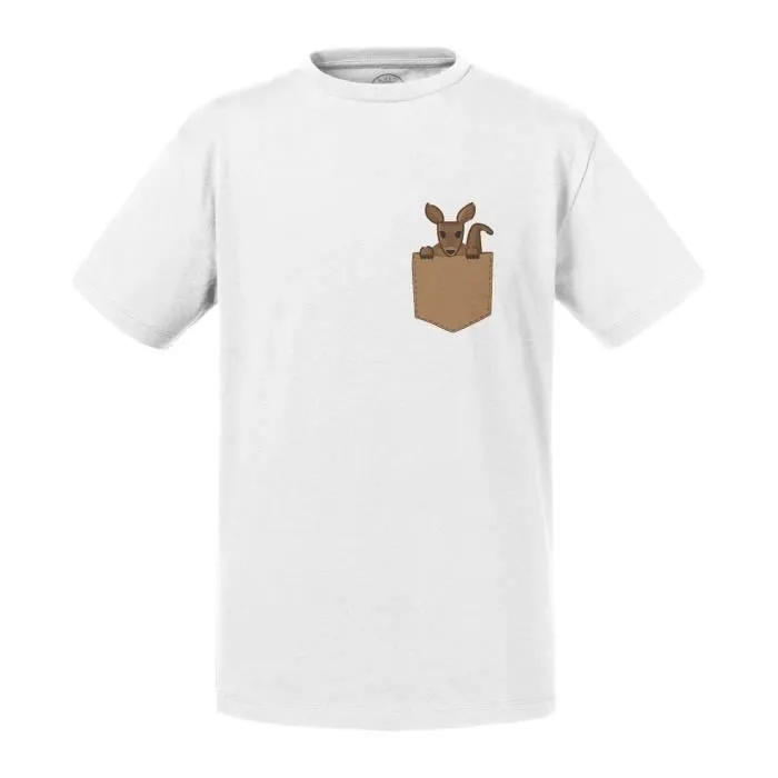 T-shirt Enfant Blanc Poche Surprise Kangourou Australie Dessin-0